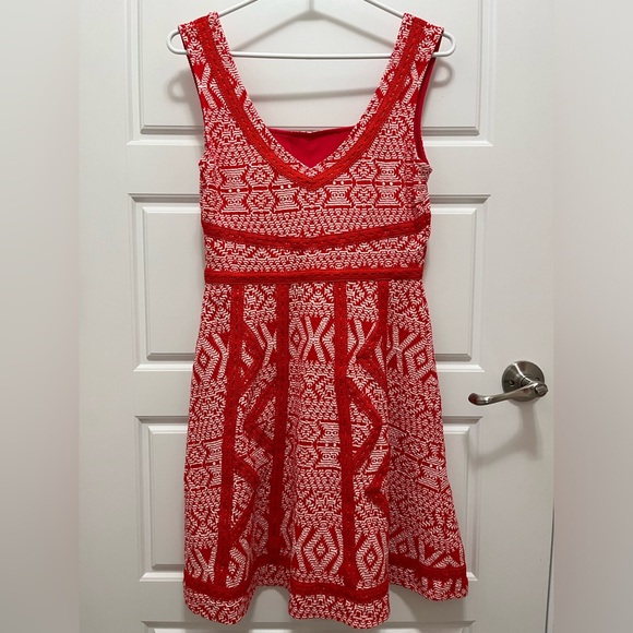 ANTHROPOLOGIE / MAEVE Floral, Red Dress - Picture 2 of 8